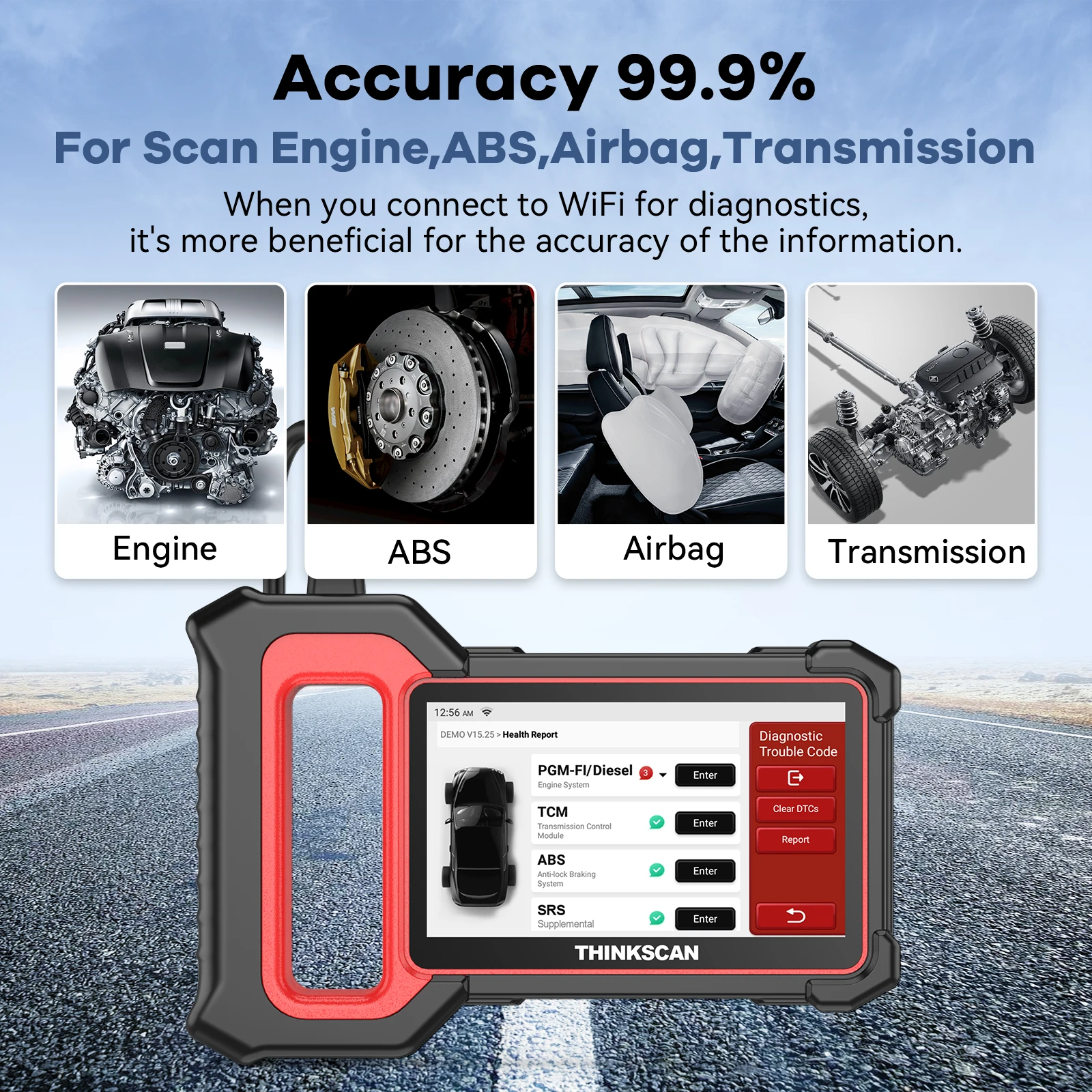 THINKSCAN PLUS S5 S6 OBD2 Scanner Auto ABS-SRS-Transmission-Check Engine Car Diagnostic Scan Tool OE-Level Car Code Reader