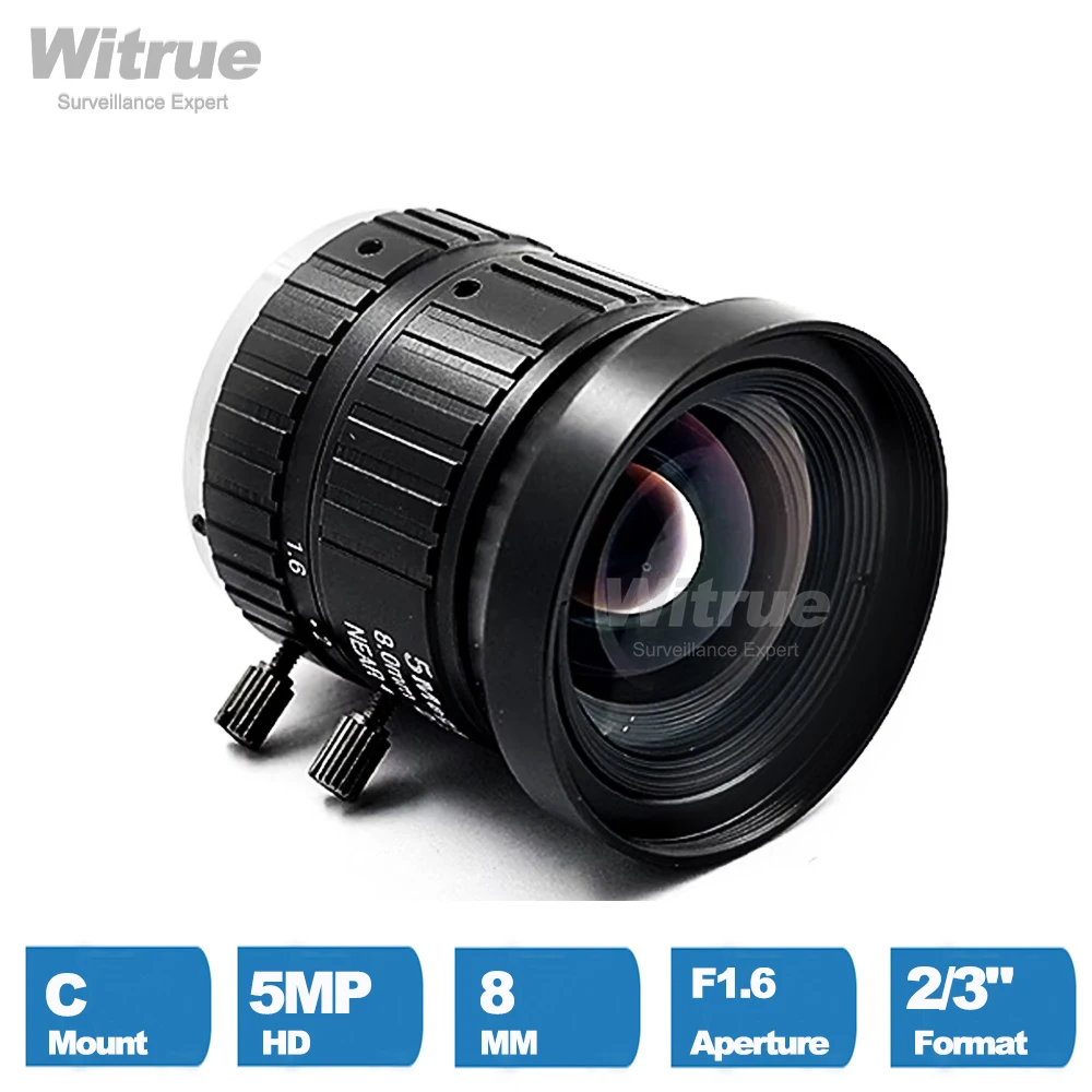 Witrue HD 5MP obiektyw kamery CCTV 8mm C zamontuj aperturę F1.6 Format obrazu 2/3 "do monitoringu dróg przemysłowych — zdjęcie 4