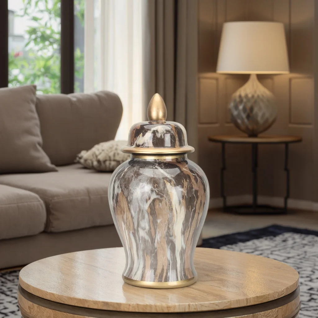 &c Ceramic Ginger Jar for Home Living Room Tabletop Decorative Large Belly Flower Vase Decorative Vase for Home Decoration