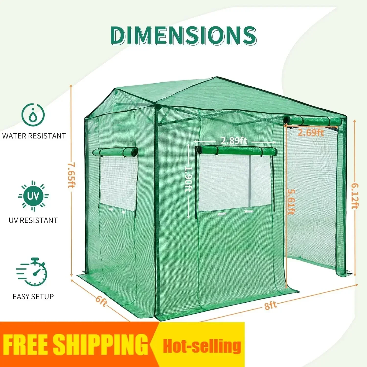 Hot salesExclusive Offer Instant Pop-up Greenhouse, Indoor Outdoor Plant Gardening Green House, Roll-Up Zipper Doors and Side Wi