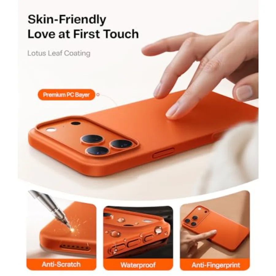 Cover rigida per PC ultra sottile, leggera, opaca, antigraffio, per iPhone 17 Pro Max, custodia per telefono slim fit arancione cosmico da 6,9 pollici con E