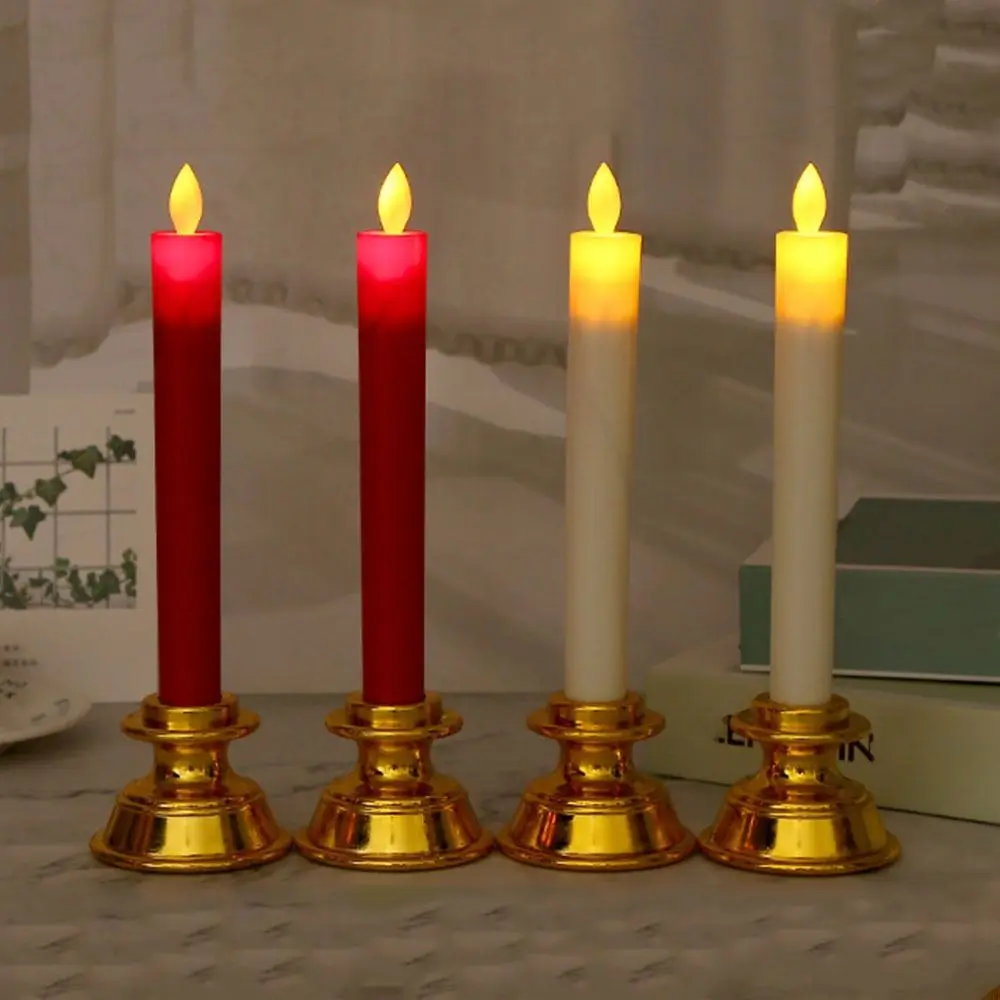 2Pcs Creative Electronic Candle Light Battery Operated Flameless Warm Glowing Candles Decorative Waterproof