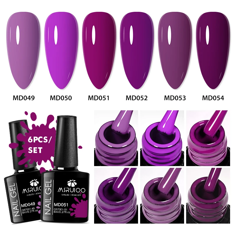 MSRUIOO 6 Pz/set Smalto Per Unghie Gel Bianco Nero Oro Glitter Semi Permanente Unghie Artistiche Vernice Gel Manicure Per Unghie Unghie Forniture Per Unghie