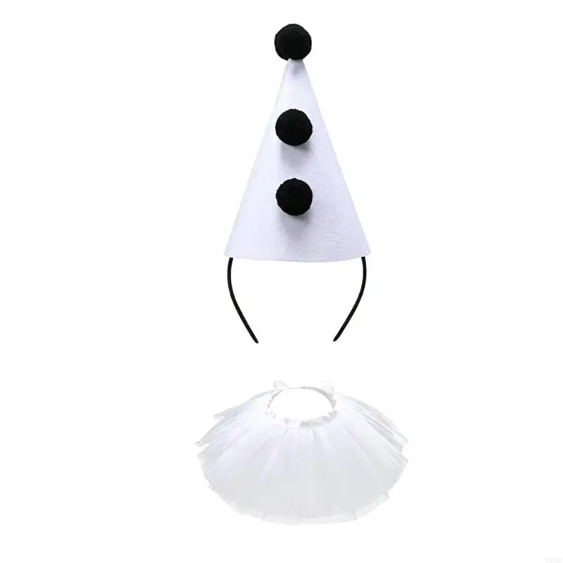 Party Props Clown Costume Headwear and Neck Ruffle Collar for Halloween Party Y166