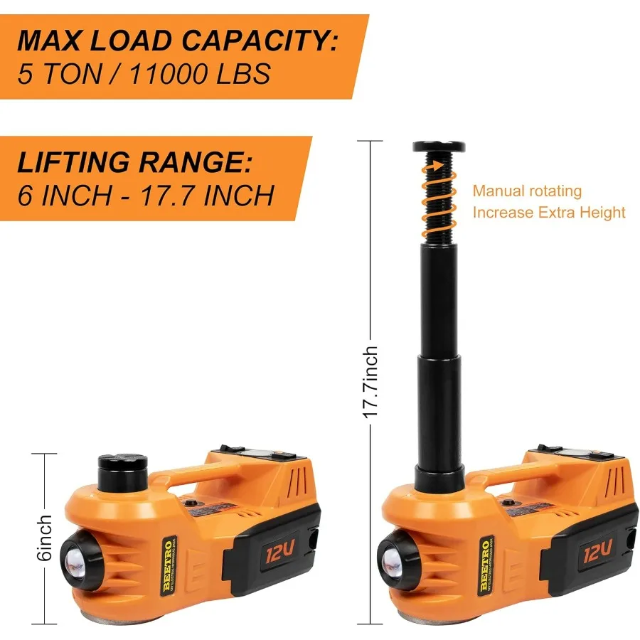 3 في 1 مقبس سيارة هيدروليكي كهربائي مع مضخة نفخ الإطارات 5T 11000 رطل تيار مستمر 12 فولت مقبس أرضية كهربائي لتغيير الإطارات في حالات الطوارئ Li #2