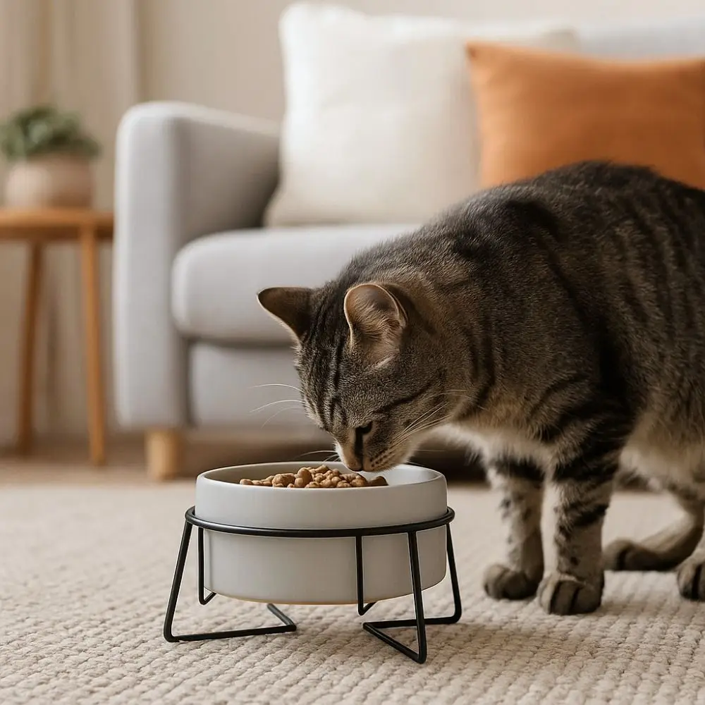 

Ceramic Cat Food Bowls Elevated Cervical Protection Puppy Feeder Bowl with Stand Large Capacity High Foot Dog Feeder