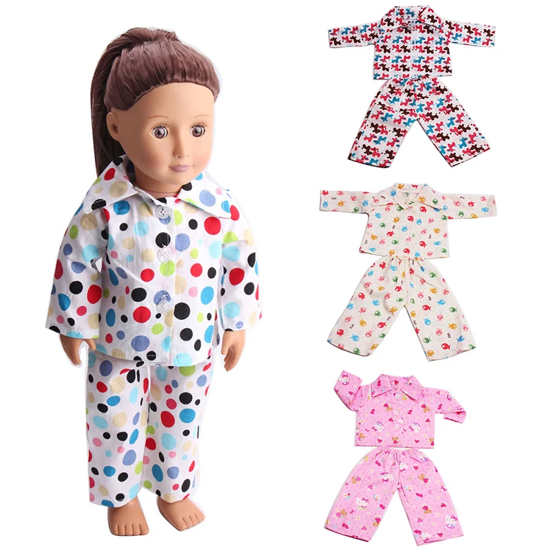 18 Inch Doll Girl Pajama Set Doll Spring and Autumn Season Home Pajama Clothing Doll Clothing Shooting Props Doll Accessories