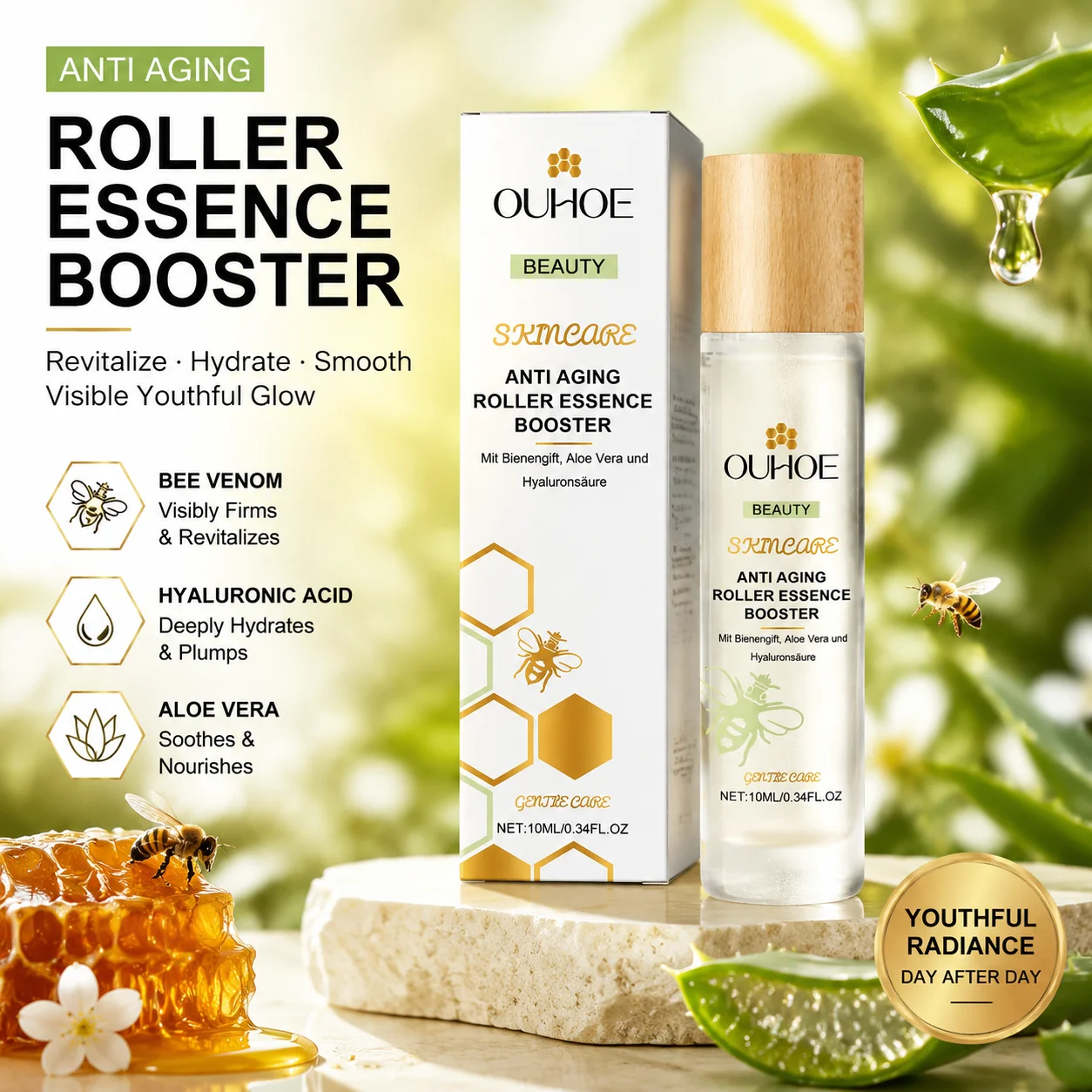 Anti Aging Roller Essence Bee Venom Booster Hyaluronic Acid 