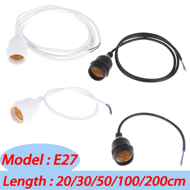 

20/30/50/100/200 см водонепроницаемый 220 В E27 патрон для лампы с розеткой для шнура питания промышленная ферма винтовая струнная лампа разъем