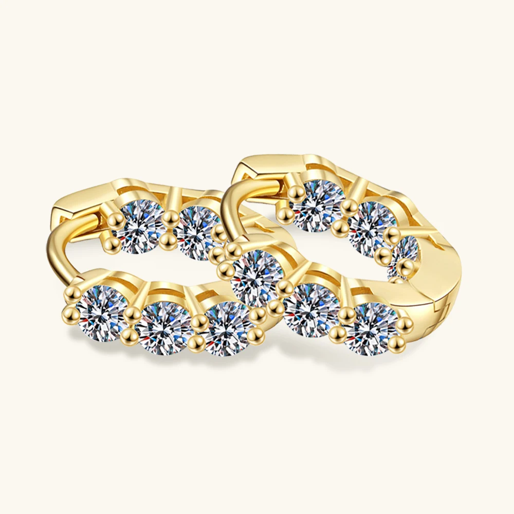 Sweetrain 3 مللي متر 4.5 مللي متر كامل مويسانيتي هوب أقراط للنساء 925 الفضة 18 كيلو مطلية بالذهب حلق الماس الزفاف غرامة مجوهرات #3