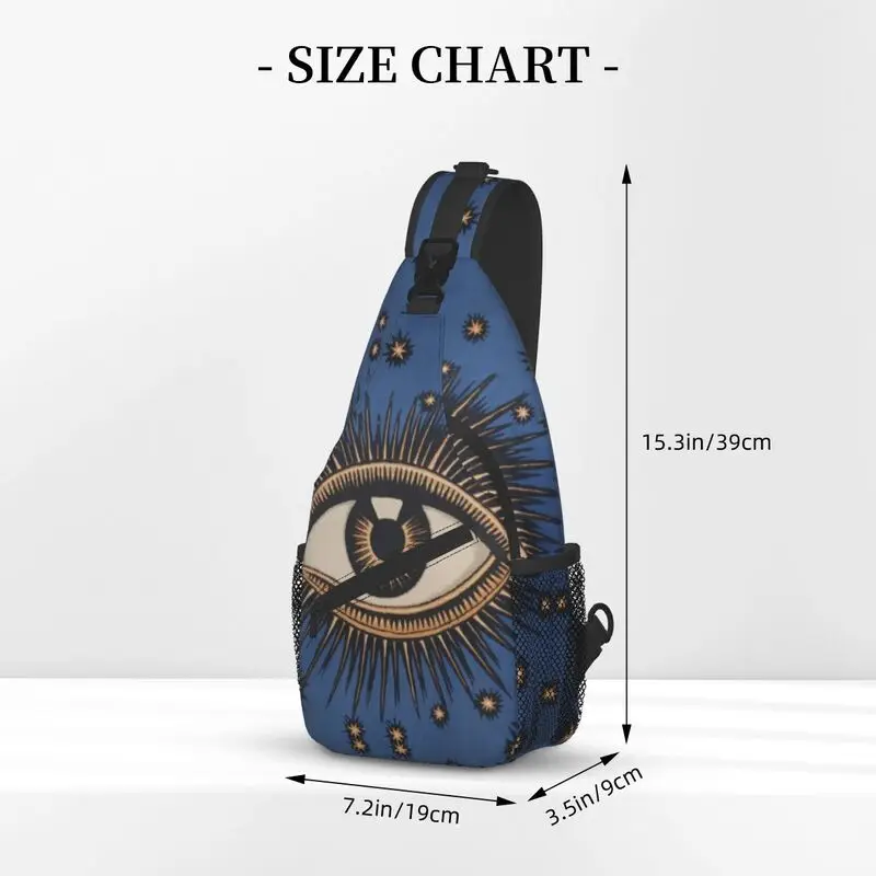 Mystic eyes sling peito saco personalizado tudo vendo olho arte crossbody mochila de ombro para homens viagem caminhadas daypack