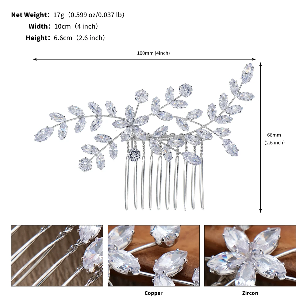 Explosion Braut haarkamm Mode Kristall Zirkonia Hochzeit Braut Seite Clip Haarkamm Luxus schmuck für Frauen Brautjungfer Geschenke – Detail 7
