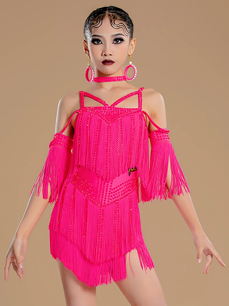 แฟชั่นมาตรฐานแห่งชาติเต้นรําละติน Professional เครื่องแต่งกายหญิง Full Fringed Rumba Sumba ชุด STAGE Performance Dancewear