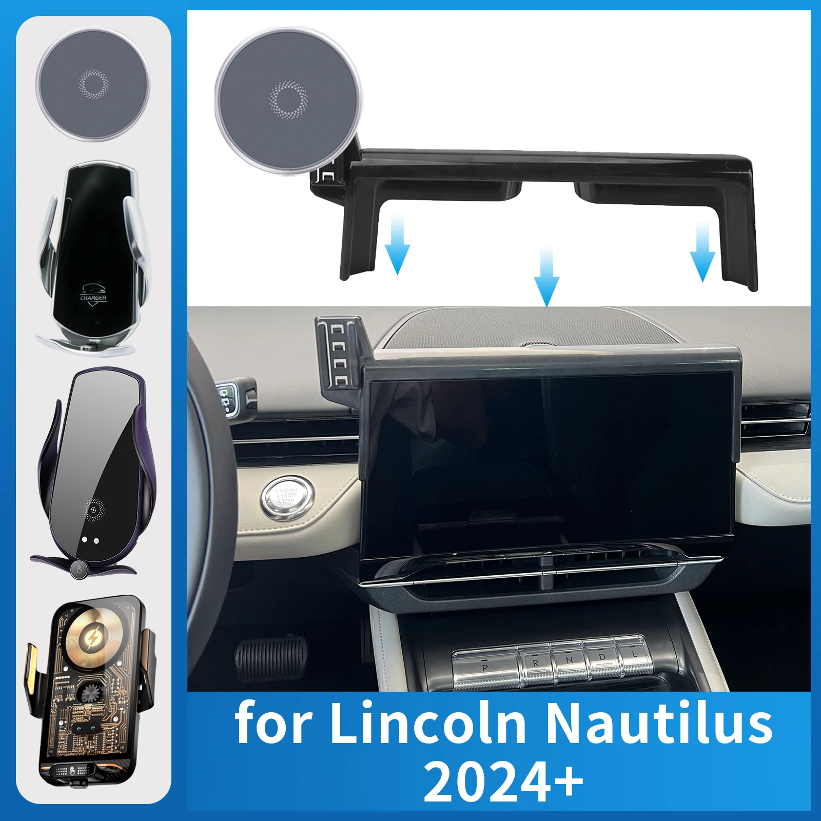 

for Lincoln Nautilus 2024 2025 Car Phone Holder Screen Fixed Navigation Bracket Base Wireless Charging