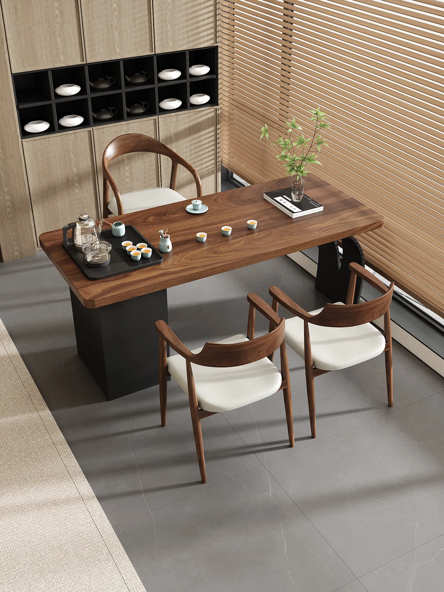 DSA tea table kettle integrated embedded household balcony solid wood small tea table desk integrated dual-purpose