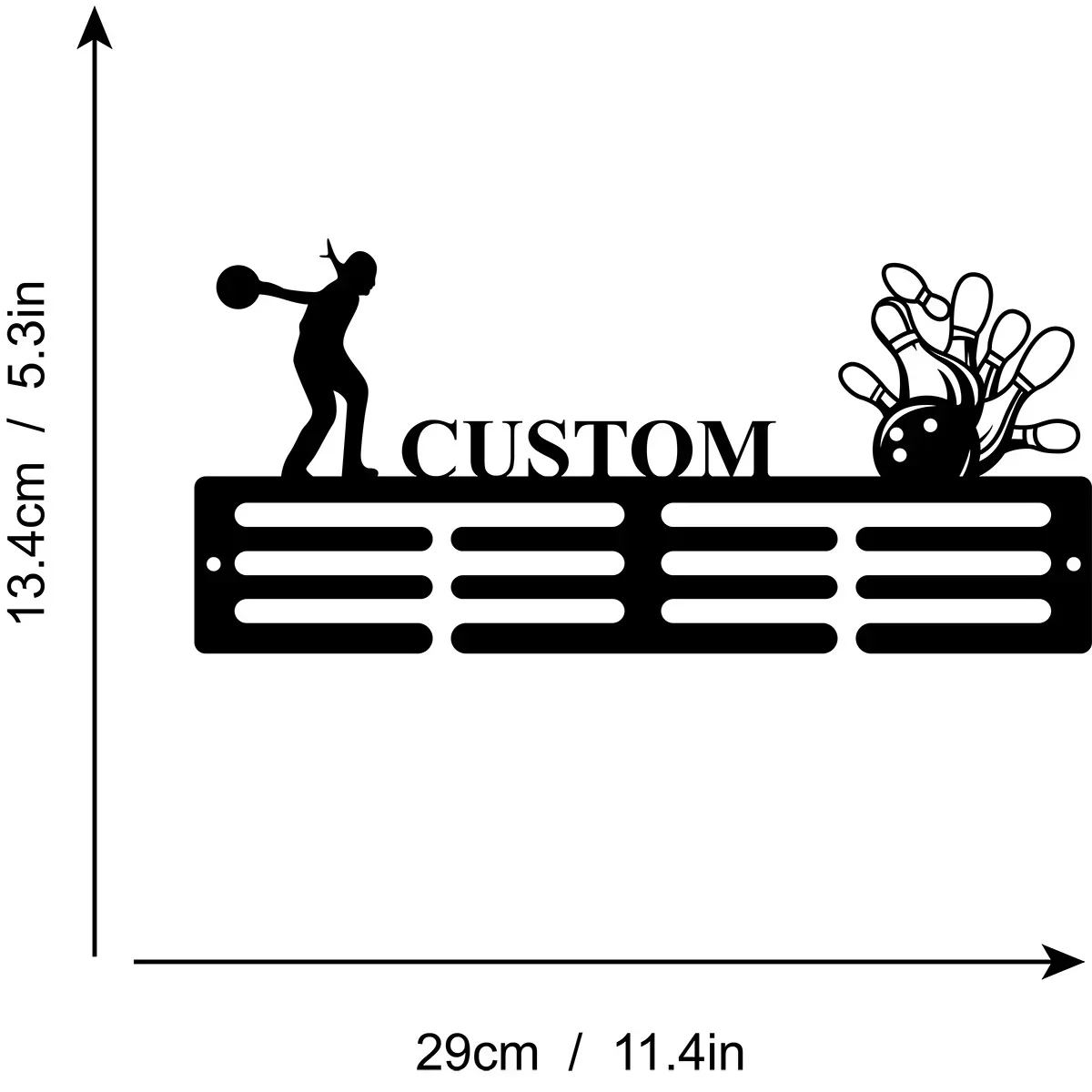 Honor Your Strikes: Our Custom Medal Hanger, Personalized for Bowlers. 12 Rungs for Displaying Medals, A Must-have for Champs.