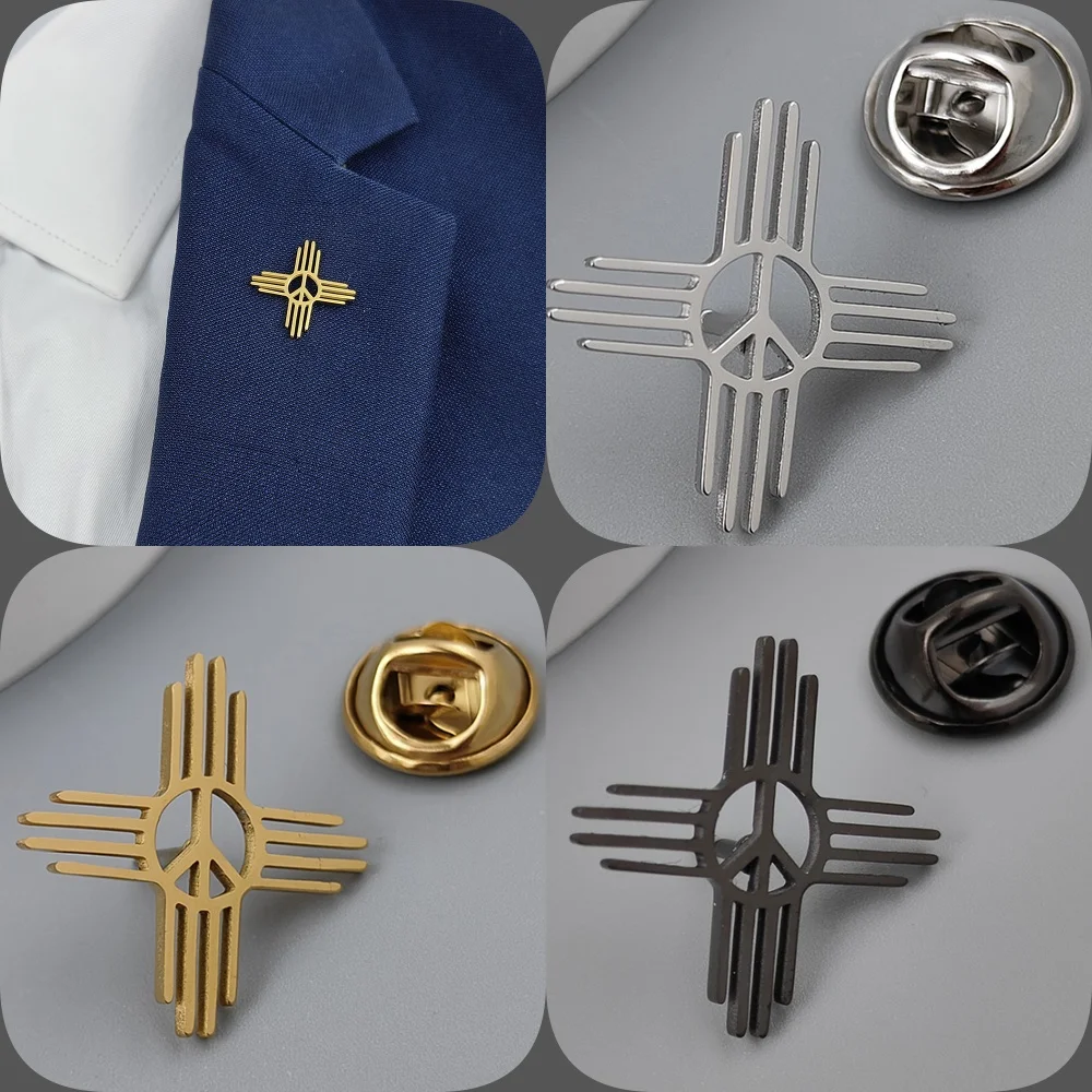 Classic gold-plated cross and peace symbol badge, women’s anti-exposure button, men’s suit lapel pin, formal brooch