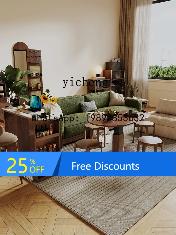 

AA solid wood lifting coffee small household living room small table rock slab coffee table dining table