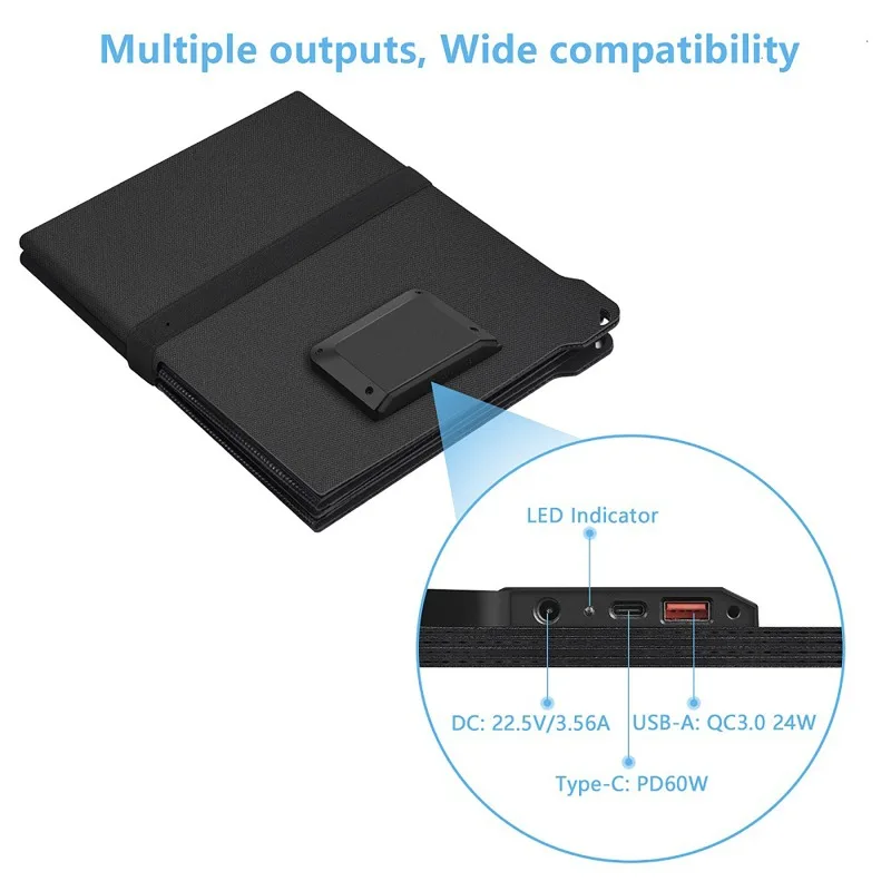 

8-fold Solar Flexible Folding Charger USB/Type-C/DC 80W/45W ETFE Portable Folding Solar Panel for Power Station Phone Camping