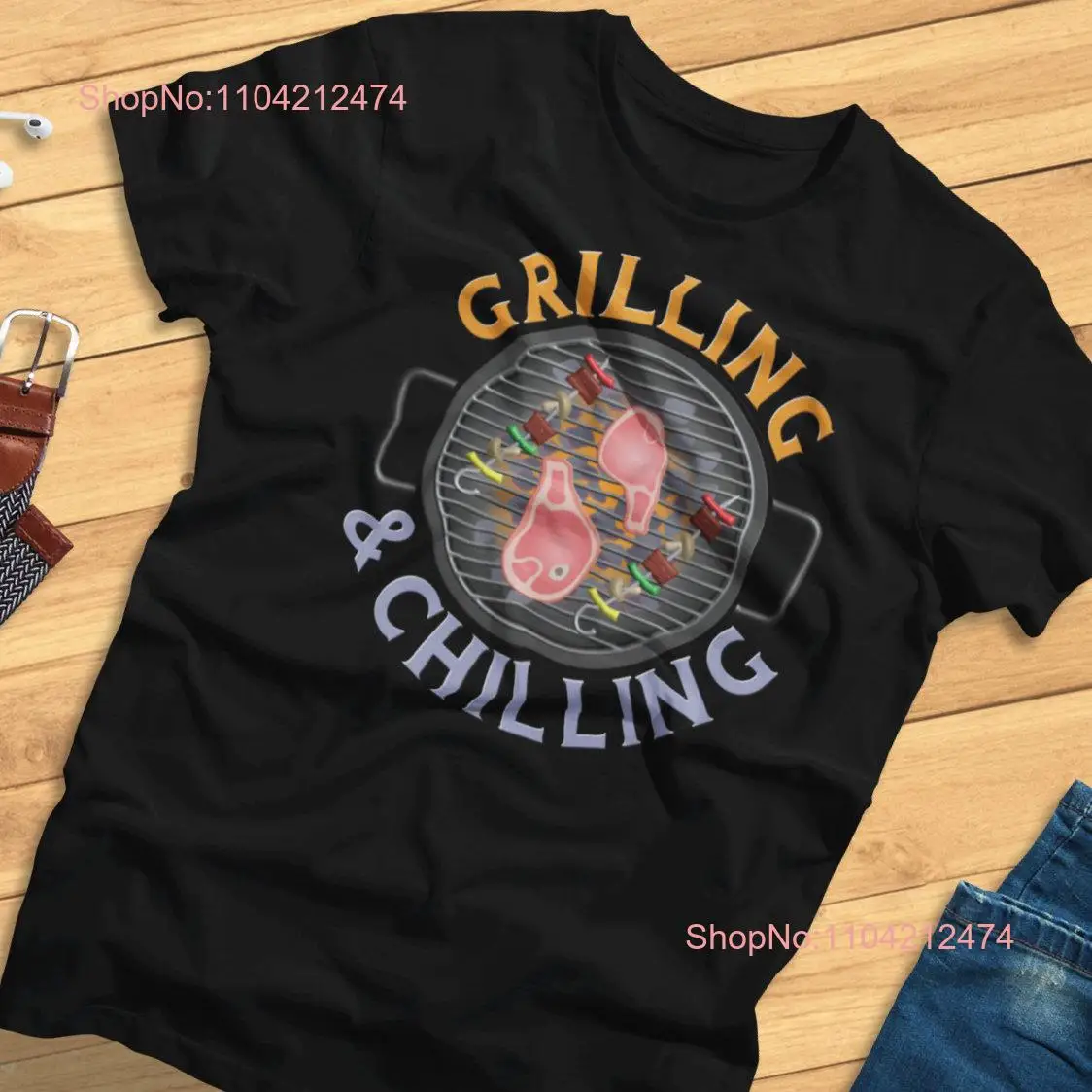 Grillin Chilling Summer BBQ Barbecue Grill T Shirt long or short sleeves