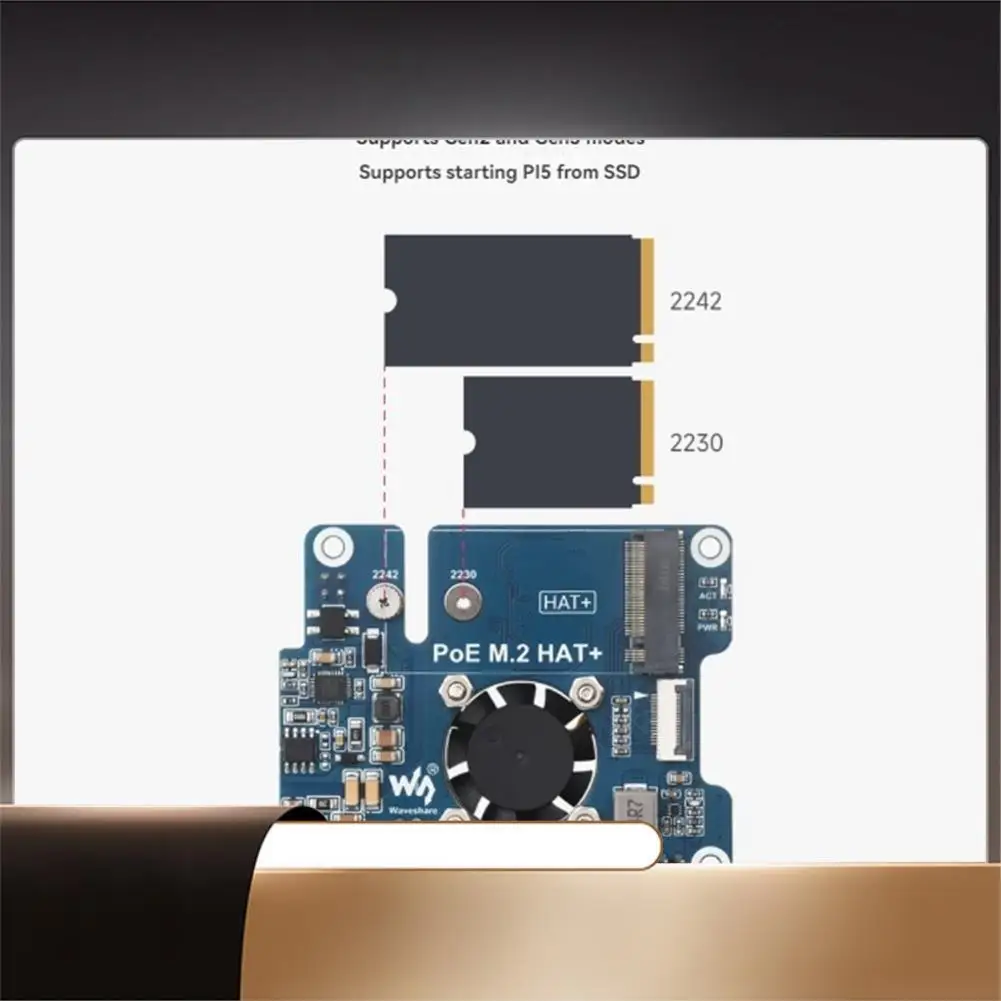 

Waveshare для Raspberry Pi 5 Pcle To M.2 HAT+ Poe Плата расширения Плата адаптера поддерживает сети IEEE802.3Af для Rpi 5-X64A