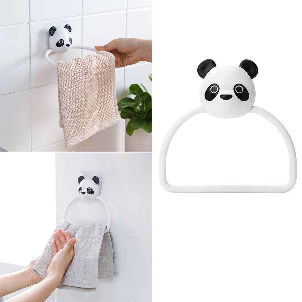

Panda Towel Rack Traceless ABS Plastic Hanging Shelf Durable Lightweight Practical Home Bathroom Towel Storage