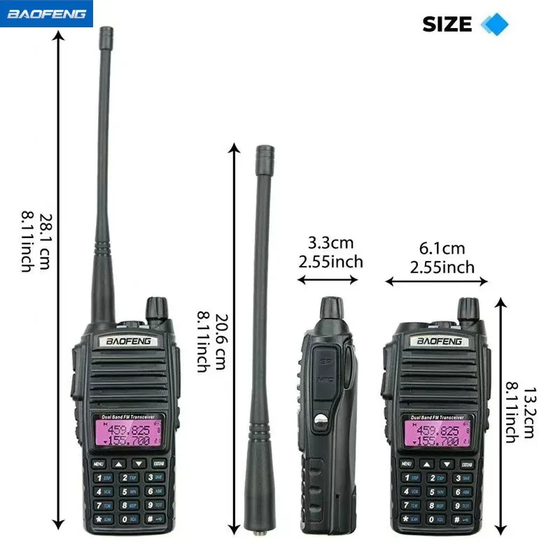 BAOFENG BF-UV82 8W Walkie-talkie Wireless Handheld Intercom Dual-segment Dual-display Digital Tuning FM Radio baofeng uv 82