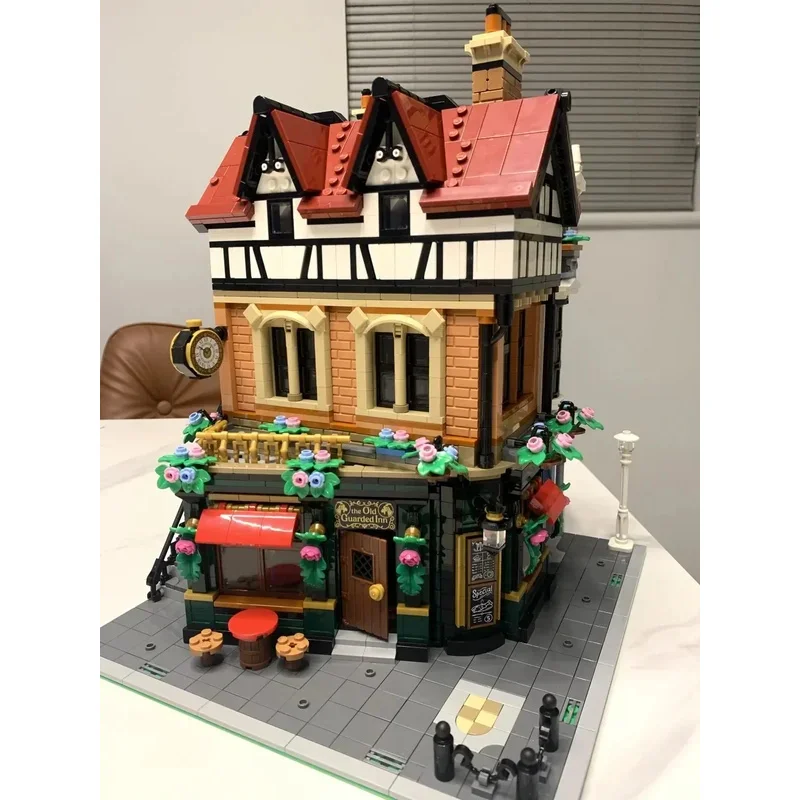 مجموعة مكعبات بناء وحدات ركن الشارع، نموذج ركن الشارع البريطاني، لعبة مكعبات بناء التجميع، مناسبة كهدية لعيد الميلاد #2