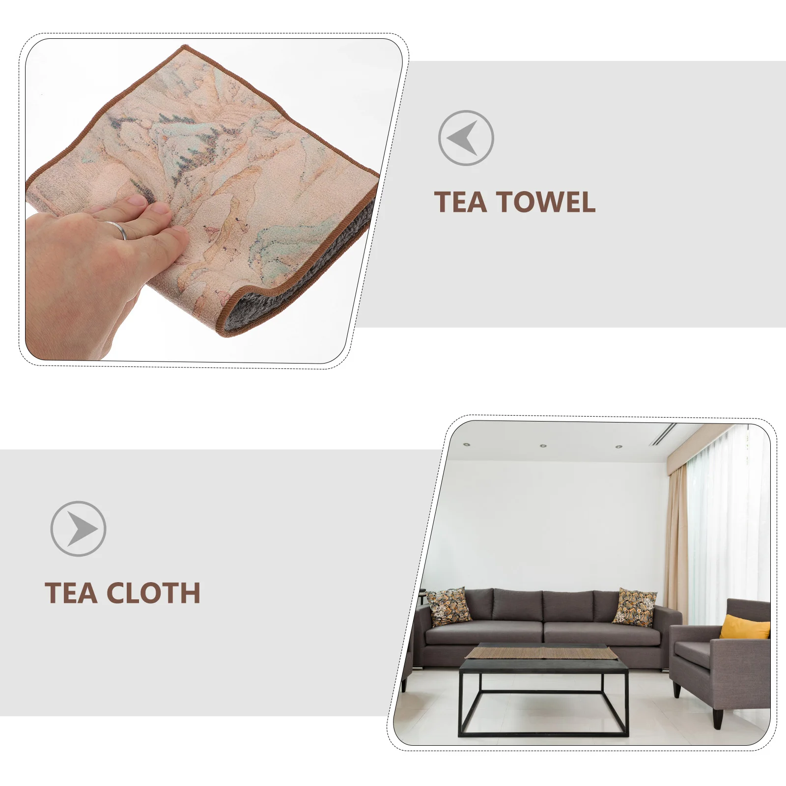 

1Pc Tea Towel Cotton Fabric Embroidered Tea Napkin Water Absorbent Practical Home Tea House