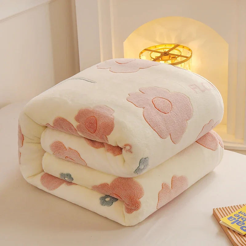 Winner Warmer Thickened flannel Fleece Throw Blanket Room Student Dormitory Multi purpose Printed Warm Nap Bed Sheet