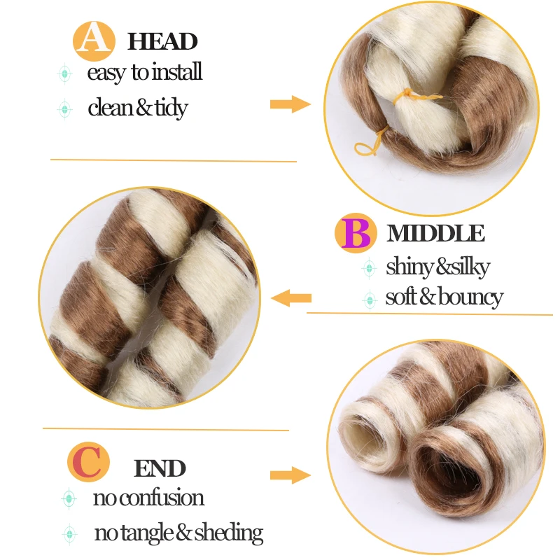 كامل ستار 24 "الفرنسية مجعد جدائل شعر صناعية ملحقات الكروشيه الضفائر أومبير براون السائبة الشعر حزم للنساء عيد الميلاد