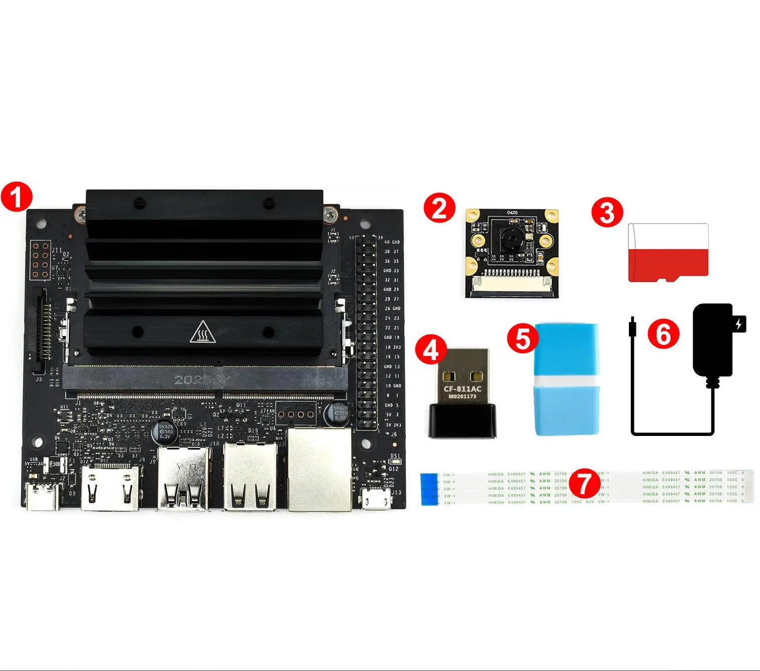 

NVIDIA Jetson Nano 2GB Development Pack Camera Kit for AI Vision Application 8MP Camera TF Card USB WiFi Included