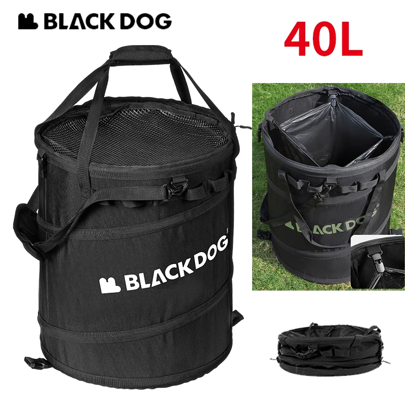 Naturehike BLACKDOG Folding Bucket Bag 40L Outdoor Camping Picnic Ultralight Storage Box Sundry Round Bag 600D Oxford Cloth Bag