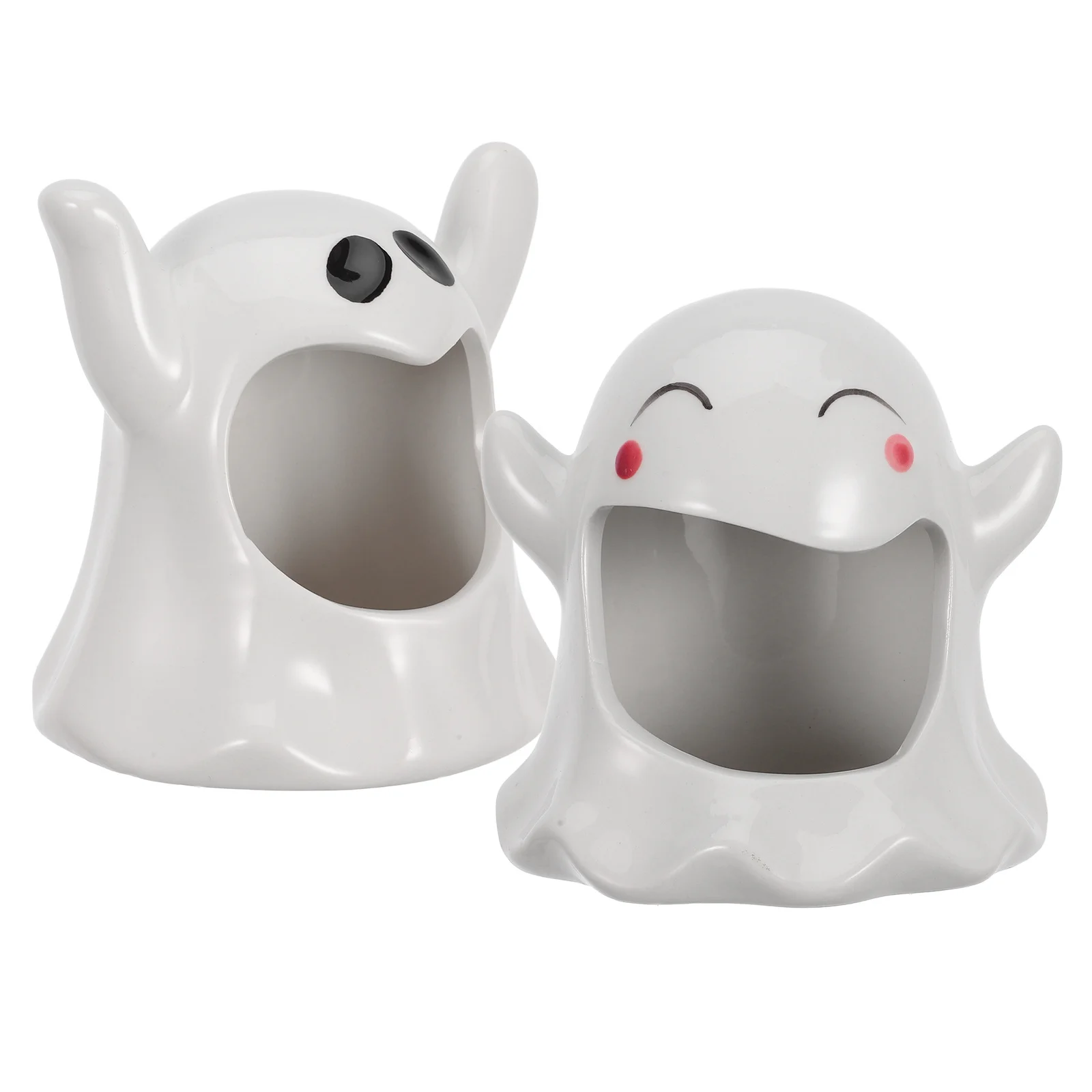 

2Pcs Ceramic Ghost Stand Halloween Festival Tabletop Decoration Halloween Holder Ghost Tealight Holder
