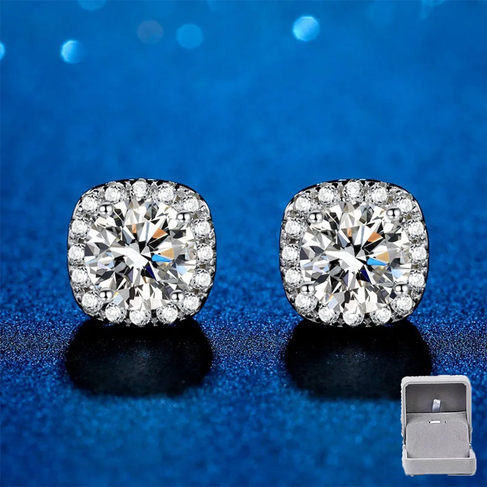 

Popular Luxury Square Sugar Moissanite Earrings for Women Fashion Sparkling charm Ladies Earrings Wedding Anniversary Gift