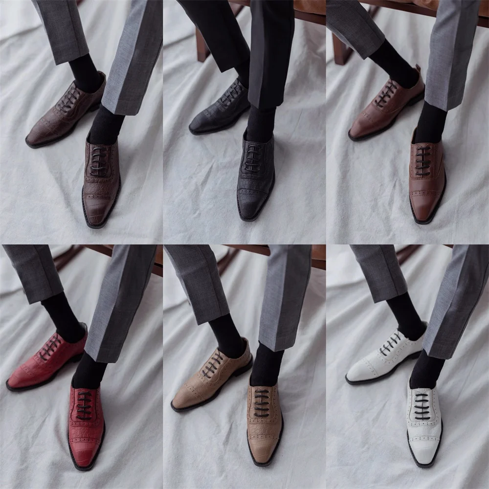 BJD Doll Shoes ID75 Toy Boys Leather Black White Brown Handsome Six Color Colorful Square Toe Lace-up Shoe Work Doll Accessories
