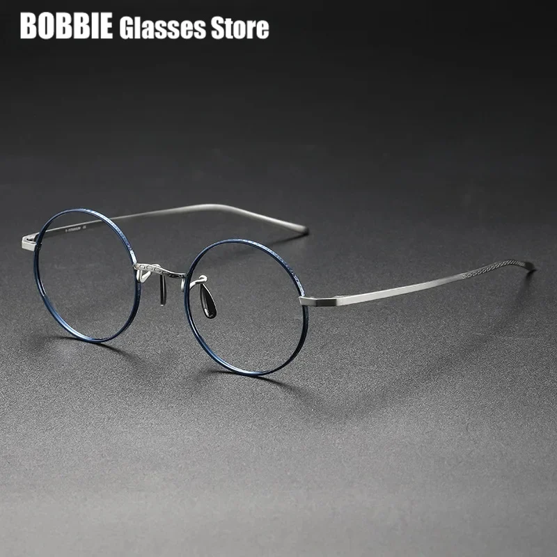 

Retro Round Glasses Frame Large Frame Pure Titanium Eyeglasses Men Women KMN116 Handmade Japanese Brand Designer Eyewear Ins Hot