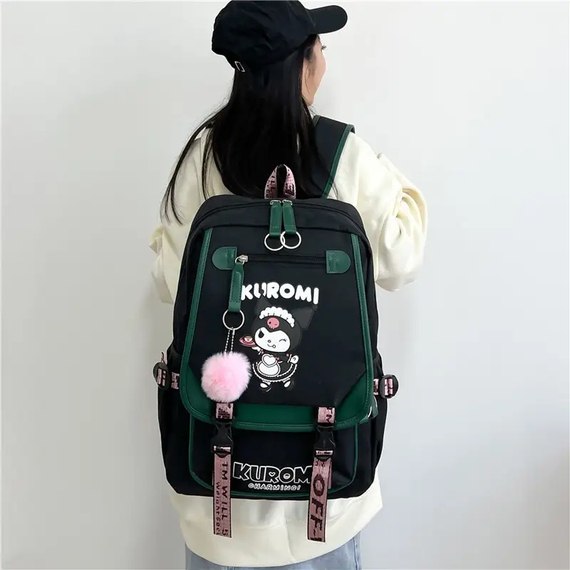 Sanrioed Kuromi Anime niedlichen großen Kapazität Rucksack Schult aschen Student Cartoon Reise Umhängetasche Geburtstags geschenk für Freund