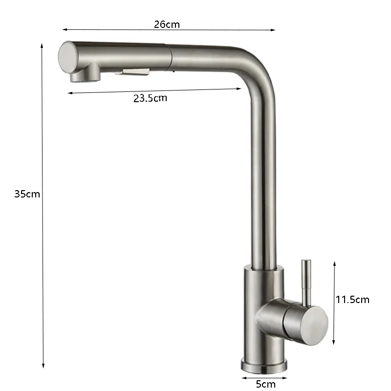 Black Pull Out Kitchen Sink Faucet Flexible 2 Modes Stream & Sprayer Nozzle Faucets Stainless Steel Hot Cold Wate Mixer Tap Deck image 6