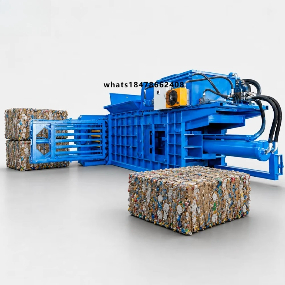 Feed Line Automatic Advanced PLC High Efficiency Cycle Time Horizontal Hydraulic Waste Paper Baler Machine for Waste Recycling