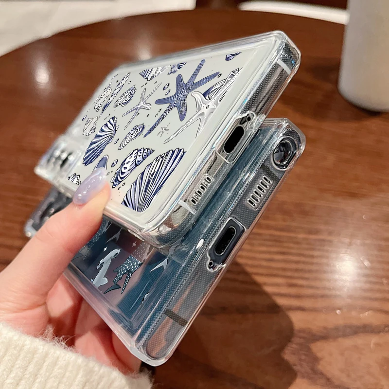 เคสโทรศัพท์ซิลิโคนลายฉลามสำหรับ Samsung Galaxy S25 Edge S23 S24 Ultra S22 S24 FE A17 A55 A56 A16 A26 A36 A35 A15 แบบใส