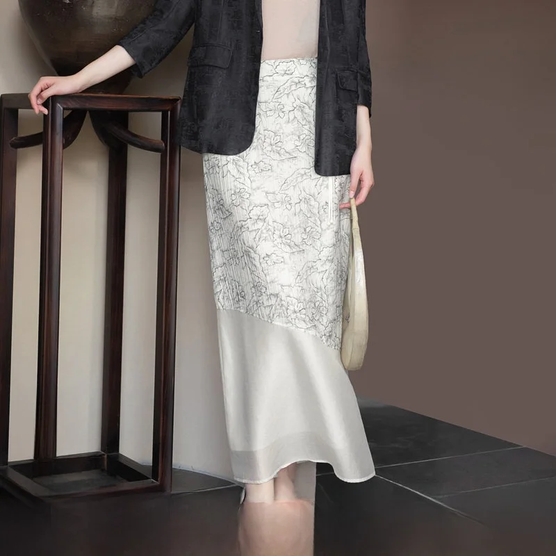 

Элегантная юбка с принтом для женщин, повседневная юбка А-силуэта со средней талией, стандартный крой, для молодых и женщин среднего возраста, на каждый день