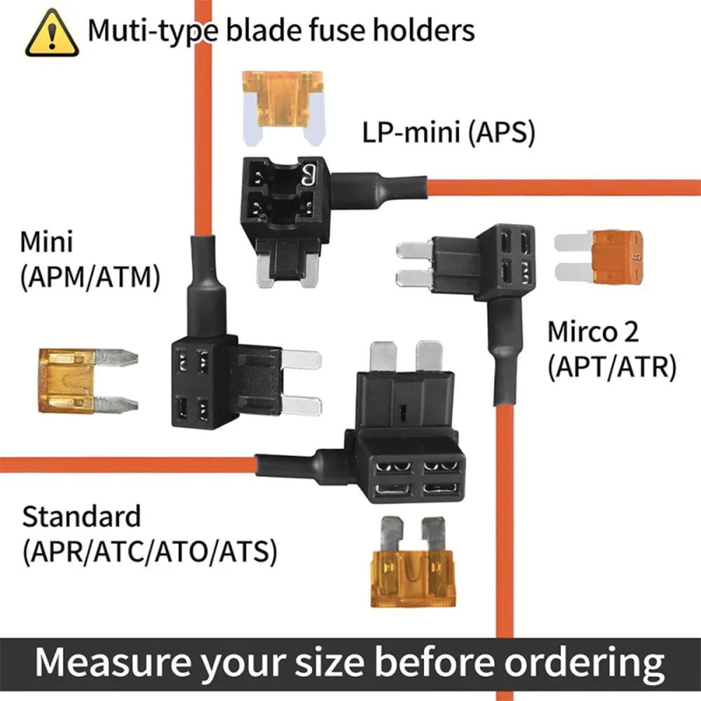 Blade Fuse Tap-Low Profile Fuse Taps, Add-a-Circuit Fuse Adapter, 12V Tap Fuse Holder with 5 Amp Low Profile Mini Fuse