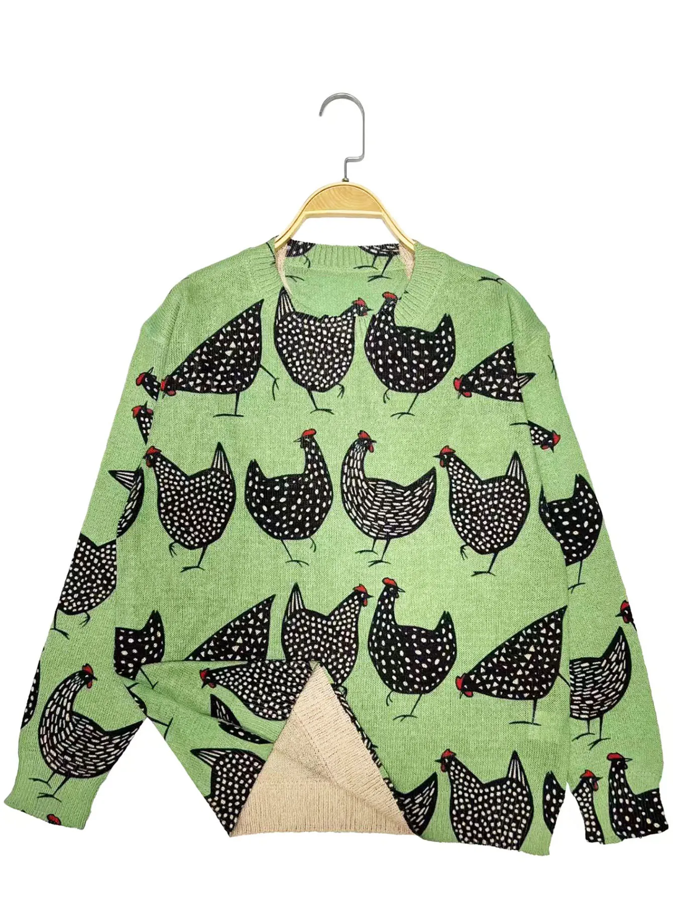 Chicken pattern round neck sweater autumn and winter casual long sleeve sweater women's clothing