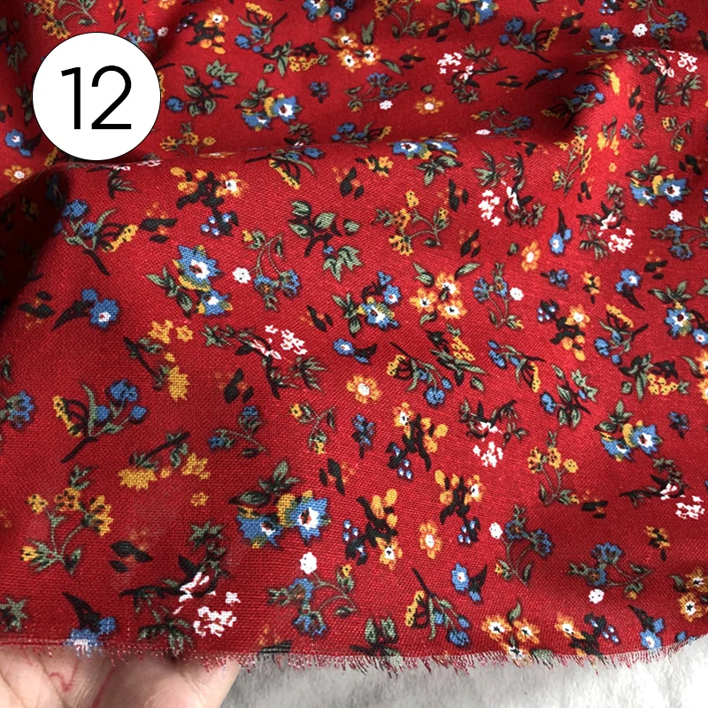 1x1.45m Pure Cotton Linen Floral Fabric Small Flowers Printed Cloth Women\'s Girl\'s Dress Shirt DIY Sewing Floral Pastoral Cloth