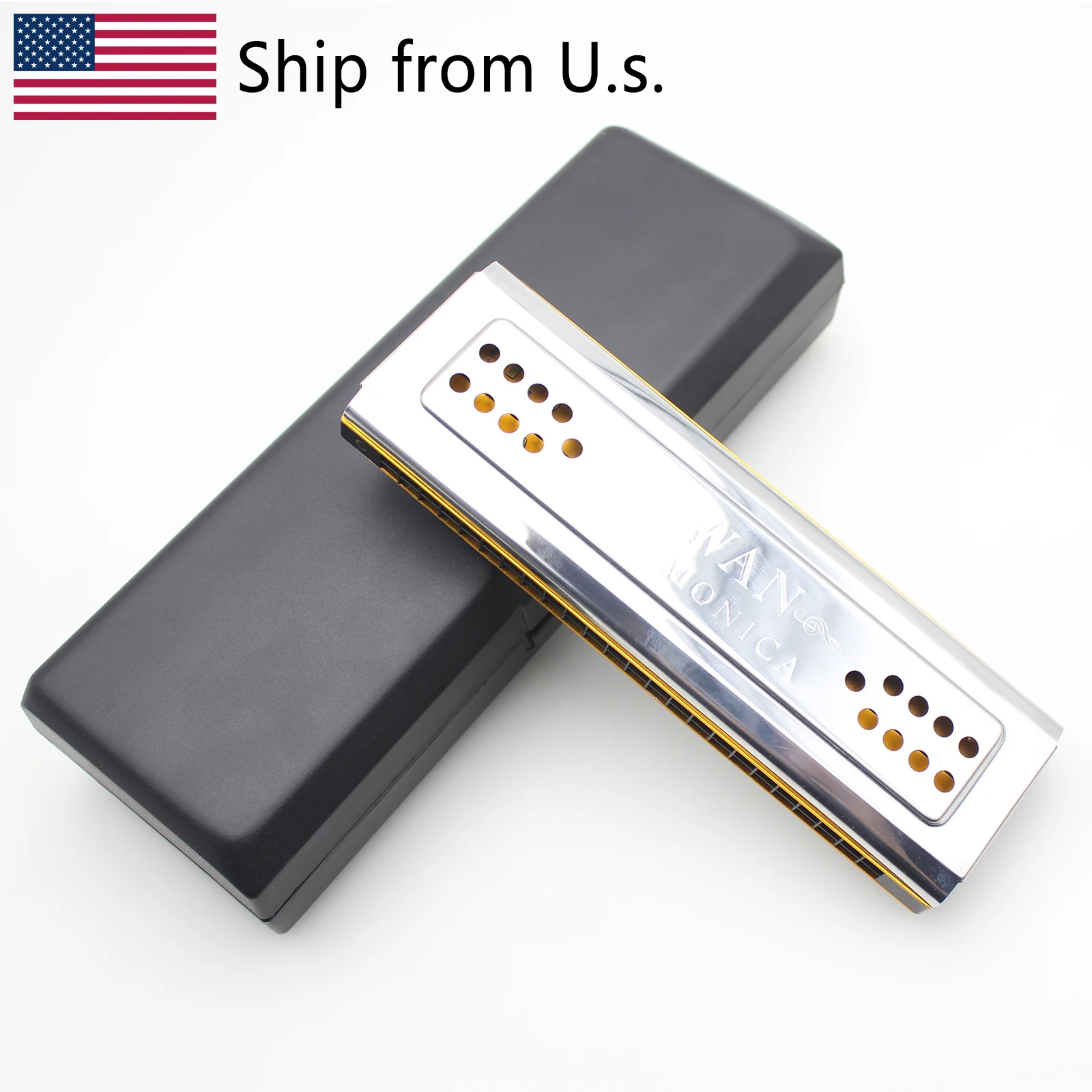 Swan 24 Holes Harmonica Professional Tremolo Mouth Organ Polyphonic Double-side C/G Key Harmonica Woodwind Instruments