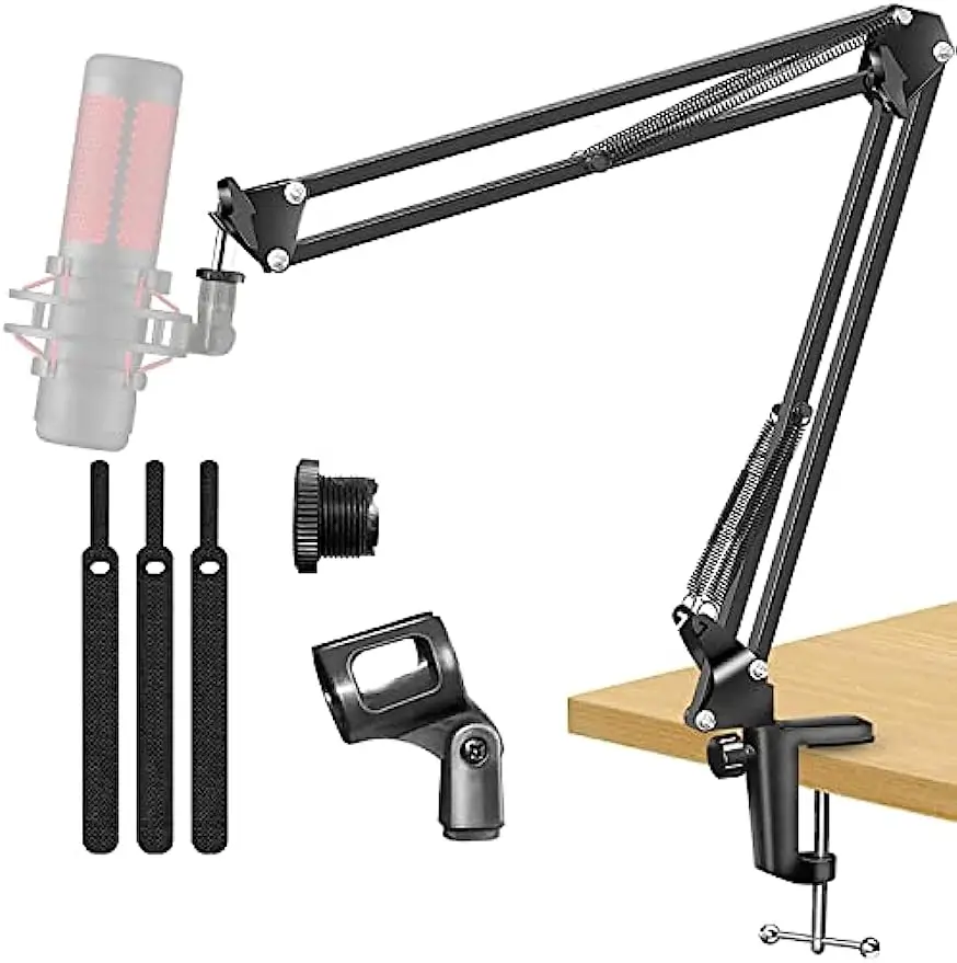 Adjustable Microphone Desk Stand for HyperX Mic Boom Arm Stand for Broadcasting Recording, Voice-Over Sound Studio, Stages