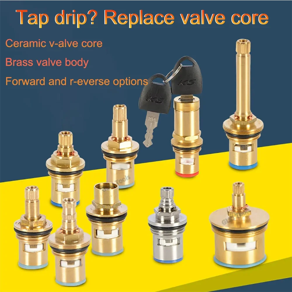 1-10pcs Brass Faucet Valve Core Hot Cold Water Fast Opening Triangle Valve Switch Ceramic Valve Core Copper Head Repair Parts