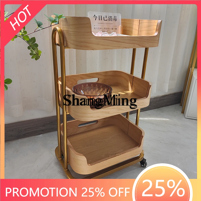 

FG good-looking simple household small apartment mobile drawer rack barber shop special storage mobile solid wood cart