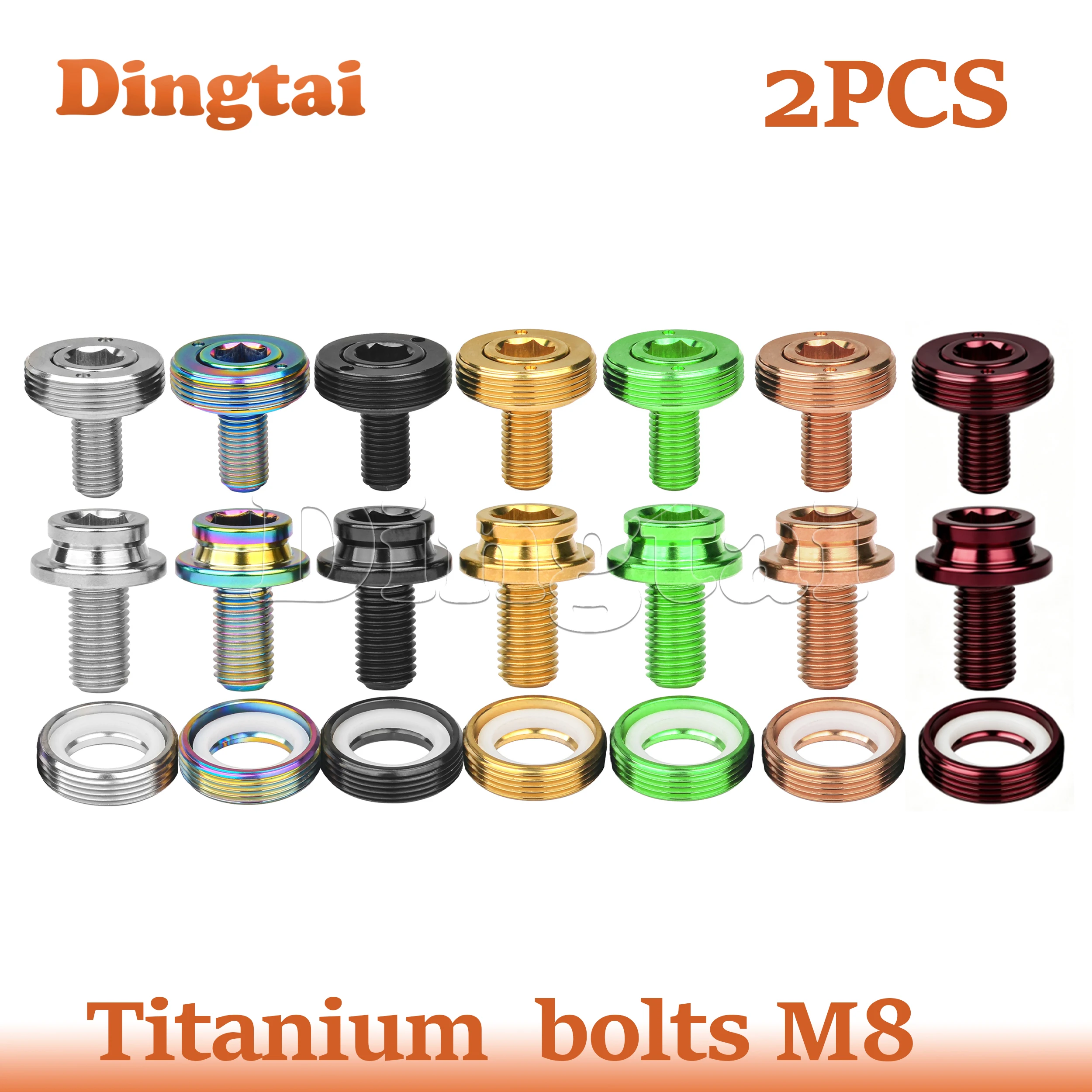 Titanium Bolt 2PCS  M8 Crank Cap Bottom Bracket Axle Screw Center Shaft Crankset Fixing Bolts for Bike Cover Square
